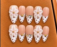 Pearl Blossom Polka Dot Press-On Nails πΈβ€οΈ
