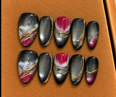 Midnight Burgundy Chrome Press-On Nails π€π·β¨