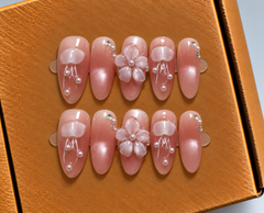 Blush Pearl Blossom Press-On Nails πΈβ¨