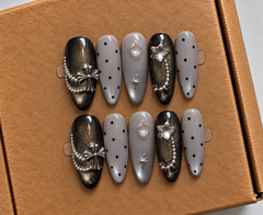 Midnight Pearl Luxe Press-On Nails 🖤✨