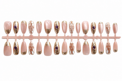 Nude Gold Luxury Press-On Nails – 30 pieces.