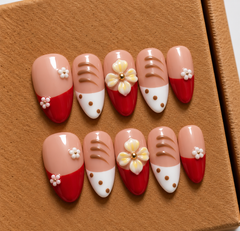 Luxury Ruby Blossom Handmade Nails 🌺✨