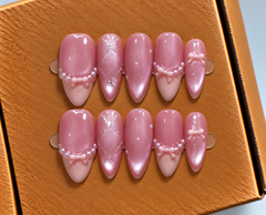 Pink Pearl Princess Press-On Nails 🎀✨