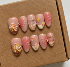 Blush Pink Seashell Handmade Nails πΈπ