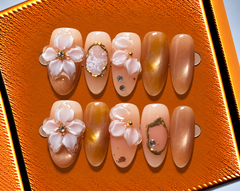 Caramel Blossom Press-On Nails πΈβ¨