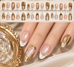 Luxury Gold & Nude Press-On Nails
