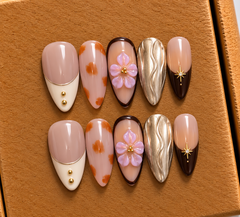 Golden Blossom Press-On Nails πΈβ¨