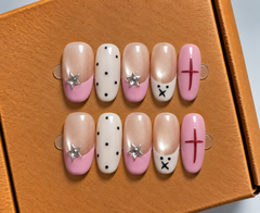 Pink Starry Charm Press-On Nails 💗✨