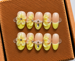 Lemon Blossom Luxe Press-On Nails 🍋🌼