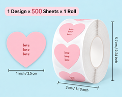 Pink Love Heart Stickers – 500 PCS 💗🎀