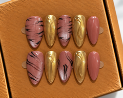 Rose Gold Swirl Press-On Nails 🤎✨