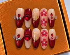 Ruby Blossom Luxury Press-On Nails ❤️✨