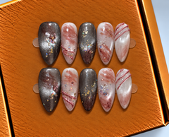 Smoky Rose Galaxy Press-On Nails πΈβ¨