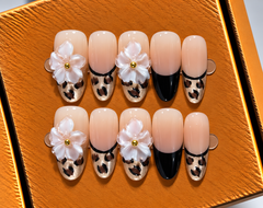 Leopard Blossom Press-On Nails 🤎🌸