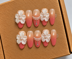 Peach Blossom Pearl Press-On Nails 🌸✨