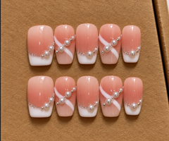 Blush Pearl French Tip Press-On Nails πβ¨