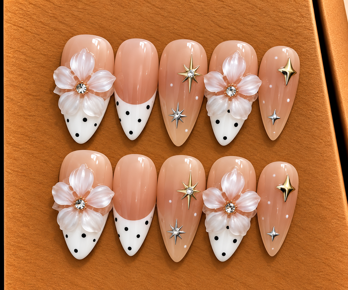 Starlight Blossom Press-On Nails 🌸✨