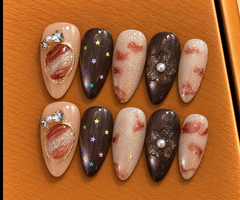 Celestial Rose Marble Press-On Nails 🌹✨