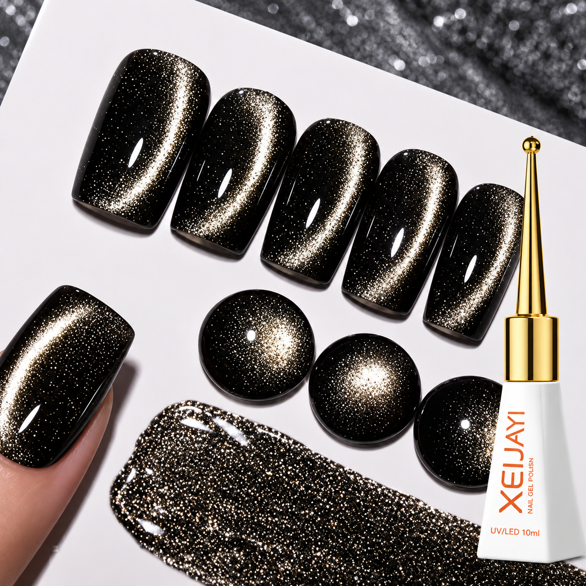 Black Gold Cat Eye Gel Polish