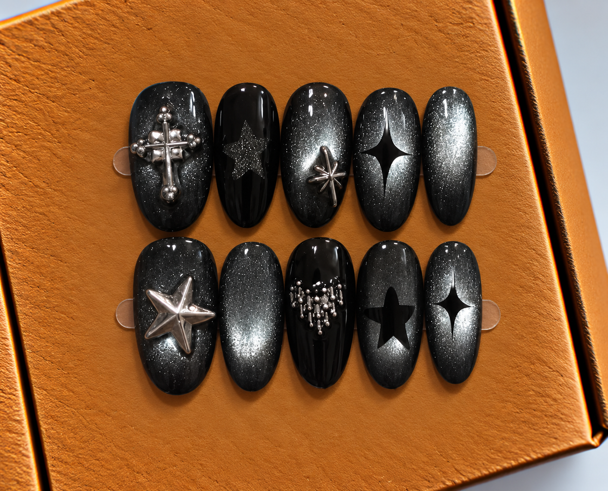 Midnight Galaxy Press-On Nails 🖤✨