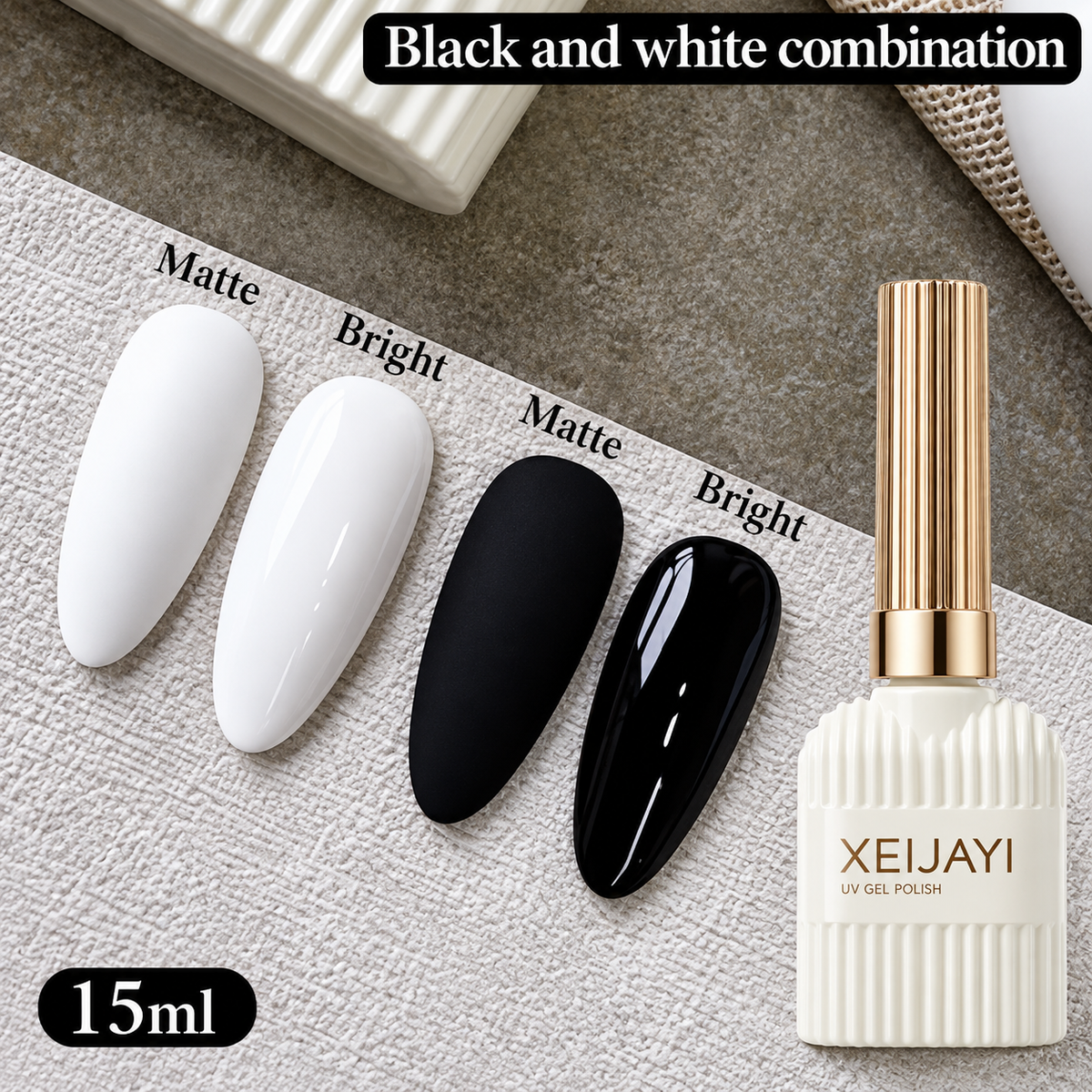 Black &amp; White Gel Polish – 15ml