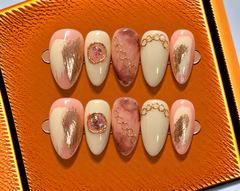 Golden Blush Marble Press-On Nails ✨🤎