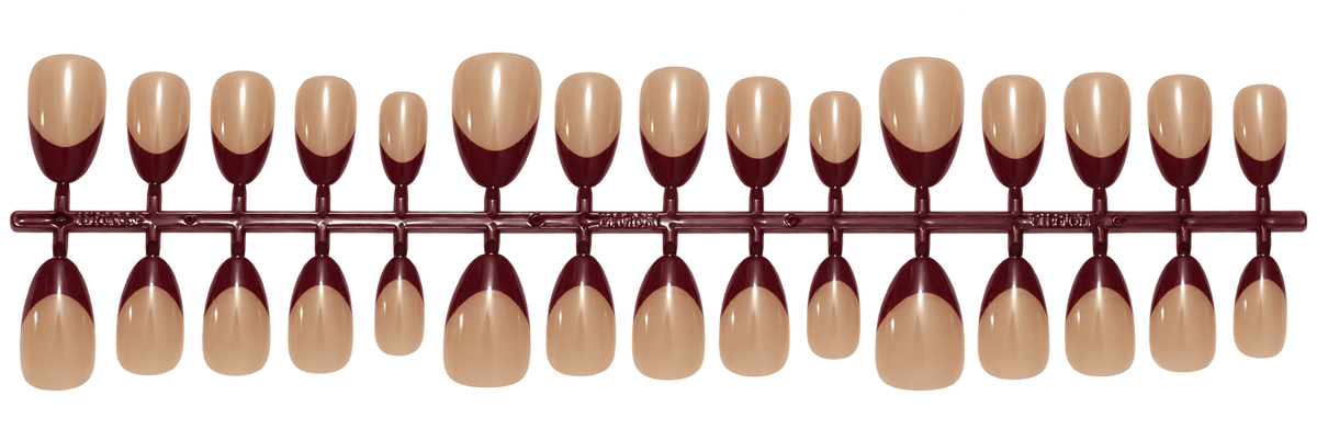 Burgundy French Tip Press-On Nails ❤️✨