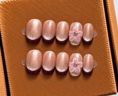 Burgundy Blush Blossom Press-On Nails 🌸✨