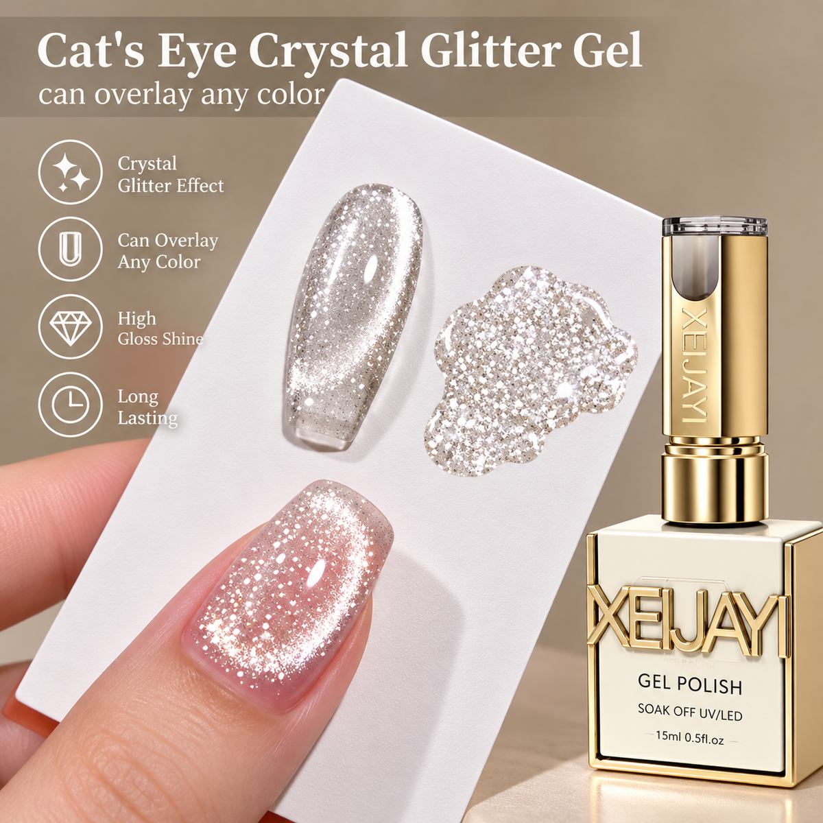 XEIJAYI Cat Eye Crystal Glitter Gel Polish