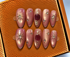 Rose Gold Celestial Press-On Nails ✨🌙
