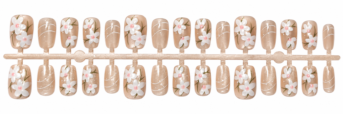 Champagne Daisy 3D Press-On Nails 🌼✨