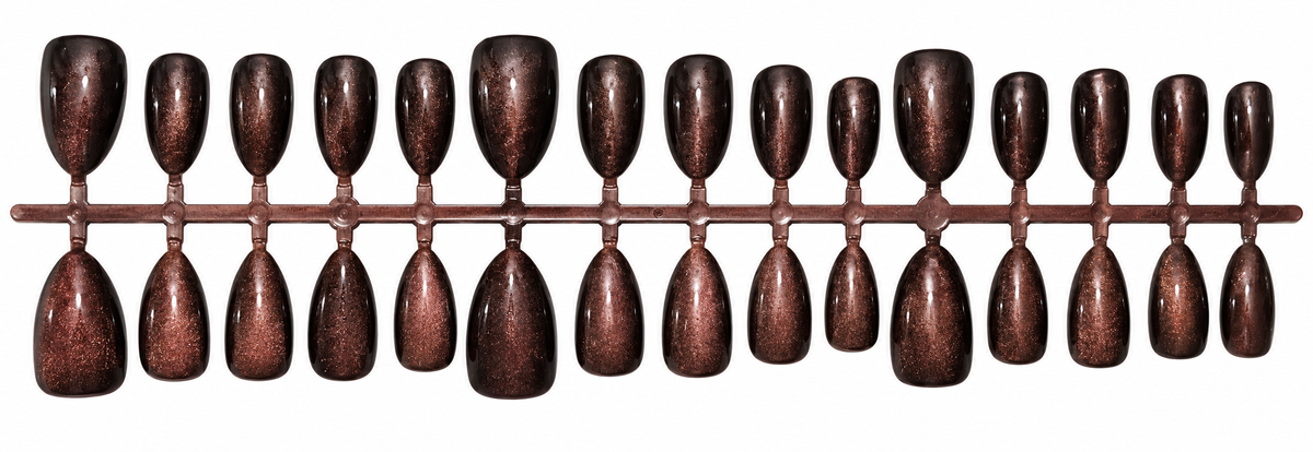 Luxury Chocolate Brown Shimmer Press-On Nails – 30 Pieces