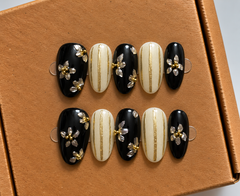 Midnight Floral Luxe Press-On Nails 🖤✨