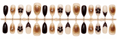 Chocolate Brown | Floral Nail Art | Gold Detailing | Glossy Finish