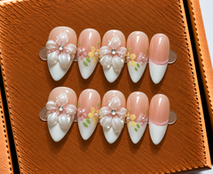 Pearl Garden Blossom Press-On Nails 🌸✨