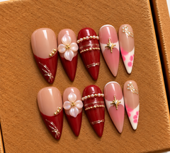 Ruby Blossom Press-On Nails ❤️✨