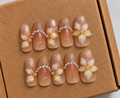Champagne Blossom Press-On Nails 🌸✨