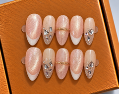 Rose Champagne Sparkle Press-On Nails ✨💗