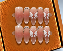 Blush Butterfly Elegance Press-On Nails 🦋✨