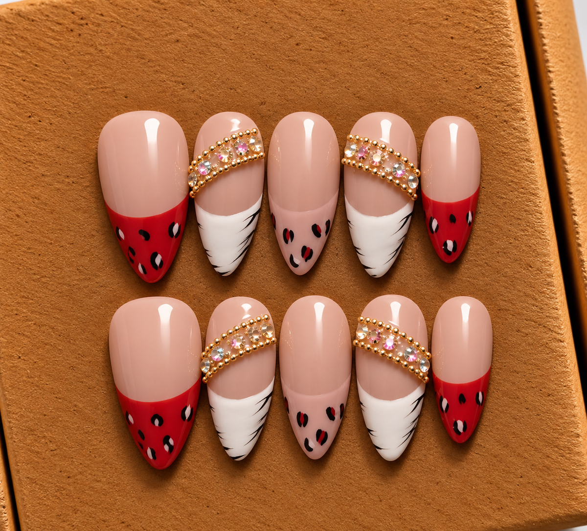 Ruby Leopard Luxe Press-On Nails ❤️✨