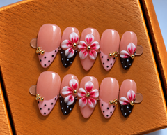 Pink Floral Charm Press-On Nails 🌸✨