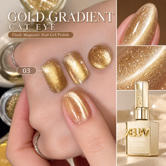 XEIJAYI Gold Gradient Cat Eye Gel Polish – Shade #03
