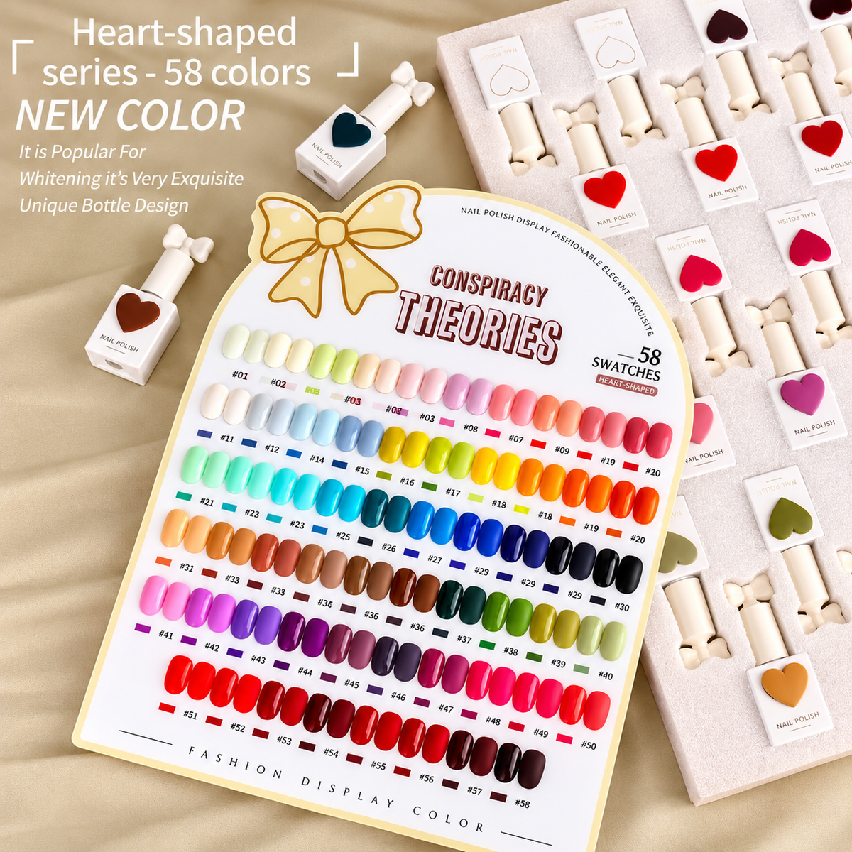 Macaron Heart-Shaped Gel Nail Polish – 58 Shades 🎀💗