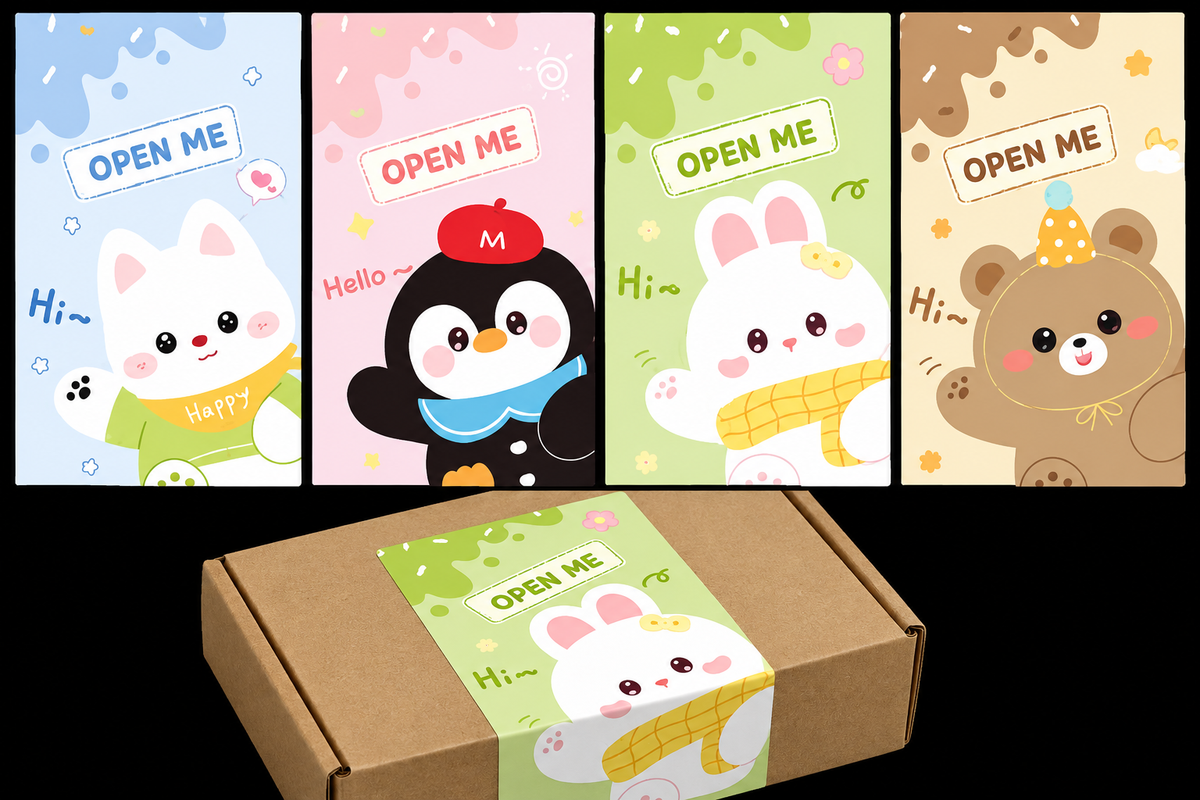 Cute Kawaii Open Me Packaging Stickers 🐰💗
