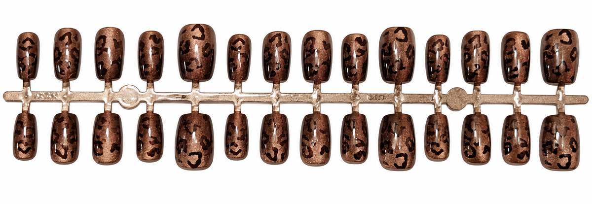 Luxury Bronze Leopard Print Press-On Nails – 30 Pieces