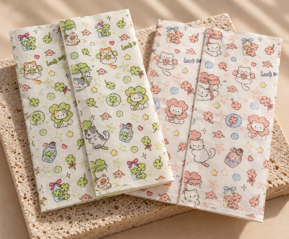Kawaii Lucky Cat Floral paper bags🍀🌸