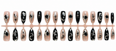 Black &amp; Silver Chrome Press-On Nails – 30 Pieces