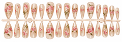 Luxury Pink Floral Press-On Nails – 30 Pieces