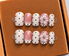 Pink Polka Blossom Press-On Nails 🌸✨