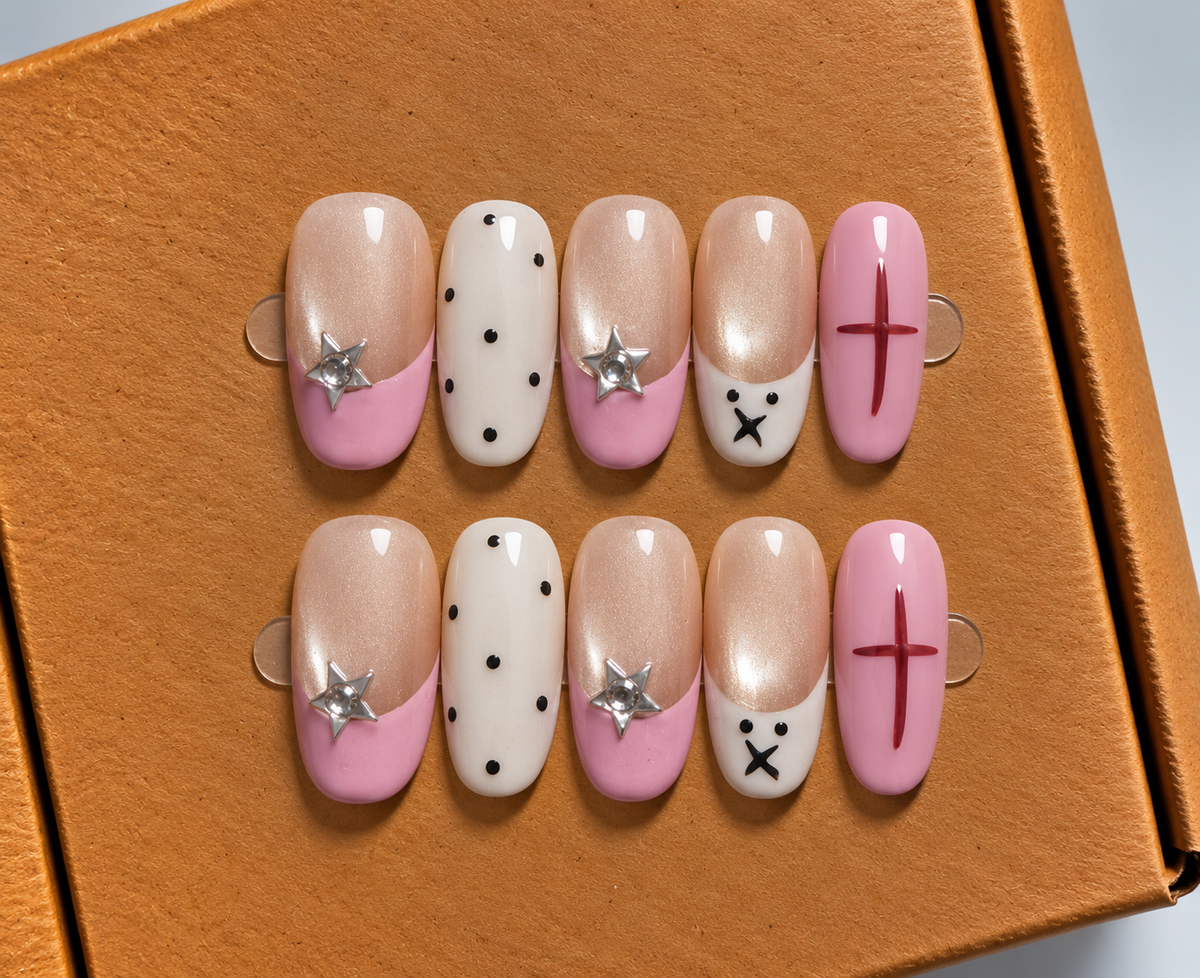 Pink Starry Charm Press-On Nails 💗✨
